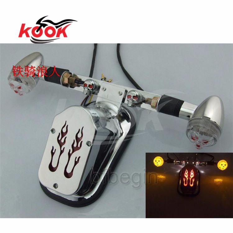 Universal Motorcycle LED Turn Signals Brake Lights CLEAR LENS Chopper Tear Drop