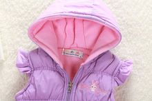 Free shipping 2015 Winter Spring children clothing waistcoat cute rabbit sleeveless girls Hooded thicken Vest kids