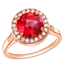 Sterling Silver Jewelry Rubies Jewelery Womens Rose Gold Plated Rings and Crystal Wedding Ring Summer Style