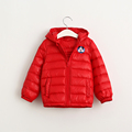 Male female children Winter cartoon hooded down jacket kids thin long sleeve down snowsuit coat