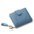 Classic Ostrich print Ladylike Wallet Famous Brand 2016 Fashion High Quality Cowhide Purse Tassel And Chain