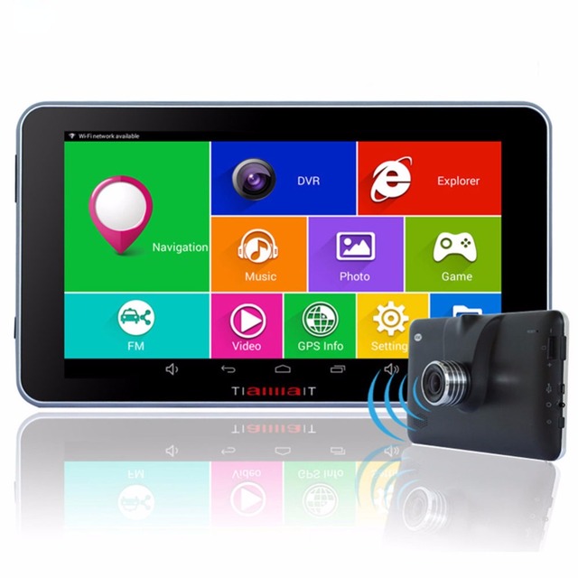 7 "автомобильный GPS Навигации Android 4.4.2 FHD 1080 P Автомобильный ВИДЕОРЕГИСТРАТОР Камеры рекордер Автомобиля gps Wi-Fi MT8127 Quad-core Бесплатную Карту CGDC01