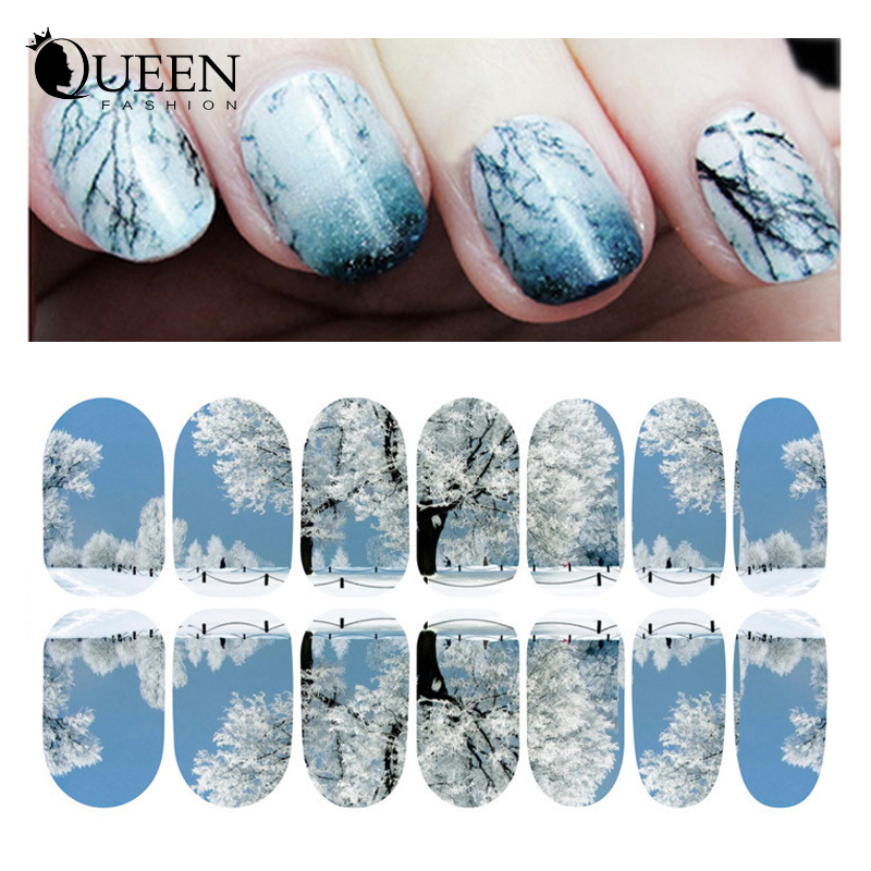 Lanscape Full Cover Nail Stickers and Decals 2sheet lot Adhesive Nail Art Polish Wraps Decoration DIY
