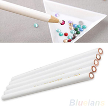 5PCS White Nail Art Rhinestones Gems Picking 3D Design Painter Pencil Pen Dotting Tools Kit 1GT7