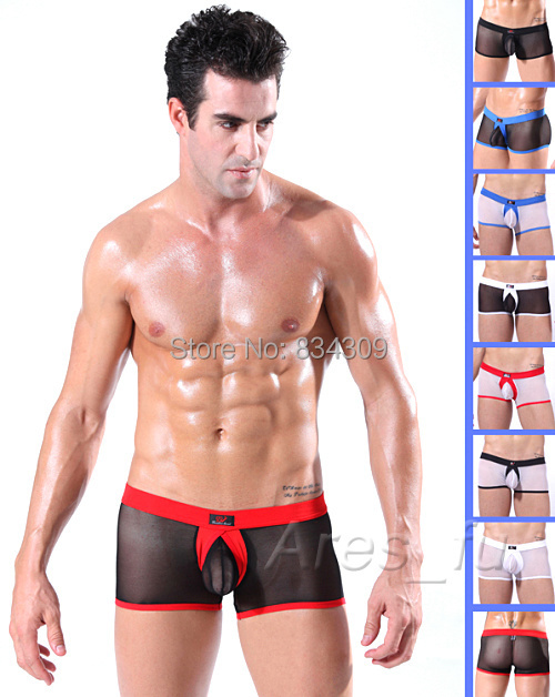 underwear men men s sexy gay male panties bugle pouch gauze boxers Sheer lace shorts brand
