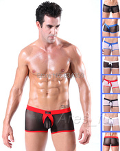 underwear men men’s sexy gay male panties bugle pouch gauze boxers Sheer lace shorts brand Mesh penis sheath see through