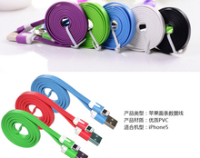 New hot sales full colour 100CM for apple iphone 5 5s 5c 6 plus flat noodle usb data cable power charging date line