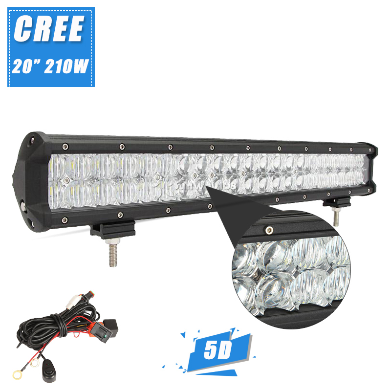 5D 20 Inch 126W Cree LED Light Bar Offroad Driving Work Light for Tractor Boat 4WD 4x4 Truck SUV ATV Combo Beam 12V 24v