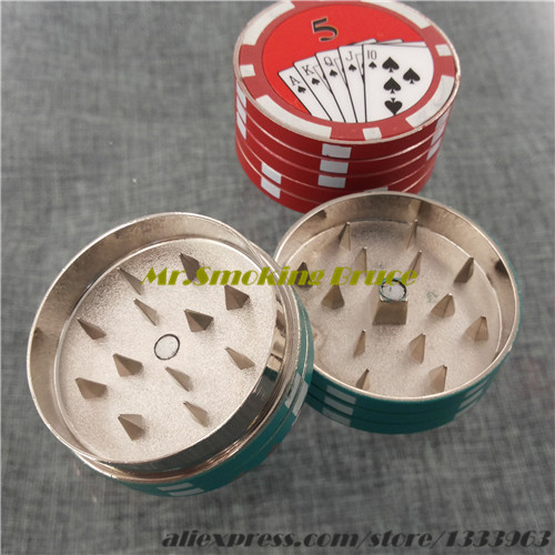 1pc poker chip zinc alloy metal herb smoking tobacco grinder crank shisha hookah wood pipe cleaner