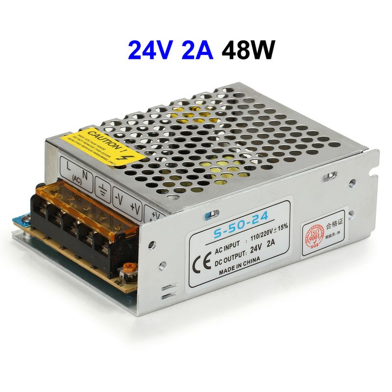 AC110/220V To DC24V 2A 48W Switching Power Supply Driver Transformer For LED Strip Lighting Display