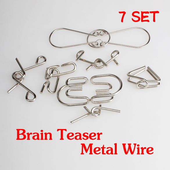 Гаджет  7 Sets IQ Test Mind Game Toys Brain Teaser Metal Wire Puzzles Magic Trick Toy    E1IT None Игрушки и Хобби