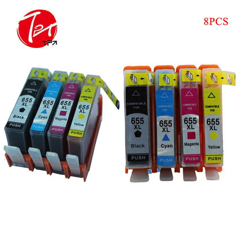 8PCS Compatible Ink CartridgesFor HP 655 XL HP655 655XL for hp Deskjet 3525 4615 4625 5525 6520 6525 printer with chip full ink