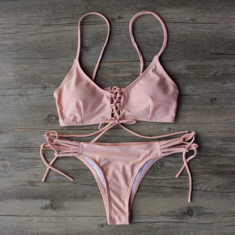 Sweet Pink Color Women Bandage Bikini Sexy Swimwear Swimsuit Bikini Set Beachwear Solid Bathing Suit Free Shipping Sweet Pink Color Women Bandage Bikini Sexy Swimwear Swimsuit Bikini Set Beachwear Solid Bathing Suit Free Shipping