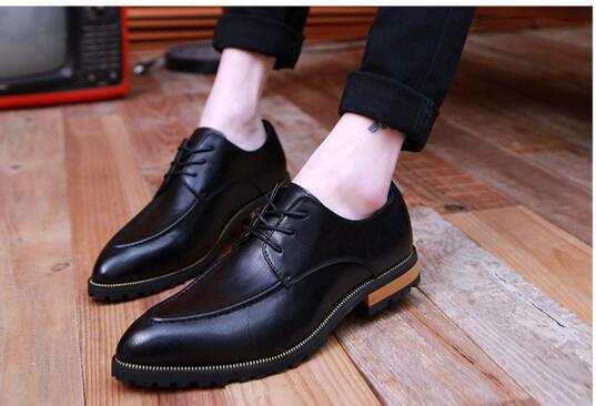 Фотография New Fashion Leather Men Pointed Toe Shoes Comfortable Original Lace Up Summer Flats Casual Breathable Oxfords Shoes For Men 