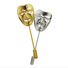 2016 Fashion Vintage Mens Clothes Jewelry 3D Sad Mask Brooches Alloy Plated Men’s Suits Accessories Lapel Pin Tone Brooch Pins