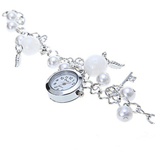Women’s Lovely Jewelry Watch metal shell pearl crystal glass bracelet watch Fashion Accessories
