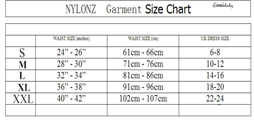 Garter Size Chart