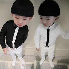 In the spring of 2016 the new version of children’s clothing wholesale leisure boy children solid color shirt