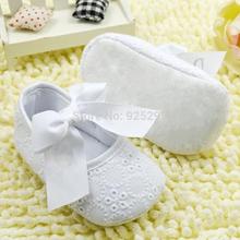 White Bowknot Baby Girl Lace Shoes Toddler Prewalker Anti Slip Shoe Simple Baby Shoes