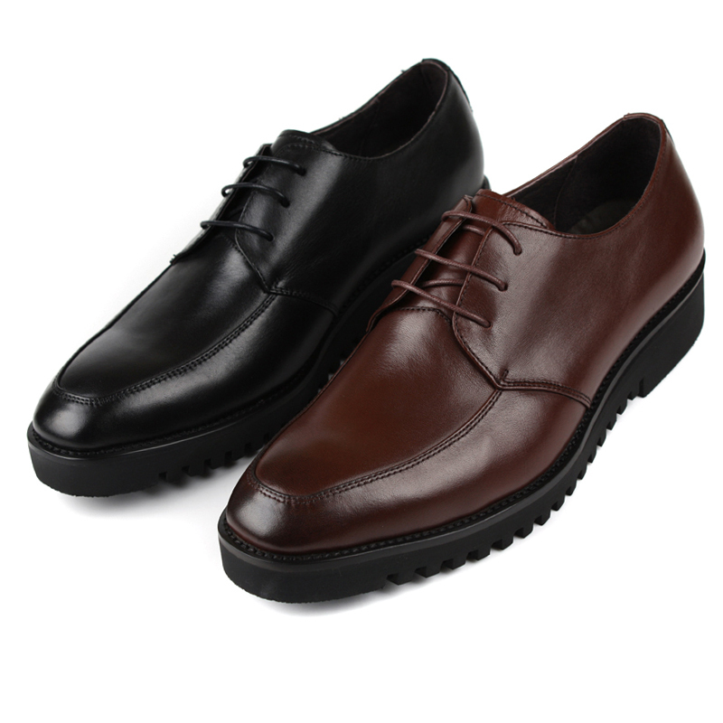 Free shipping Wholesale 2014 new brand brown / black Mens dress shoes fashion flats genuine ...