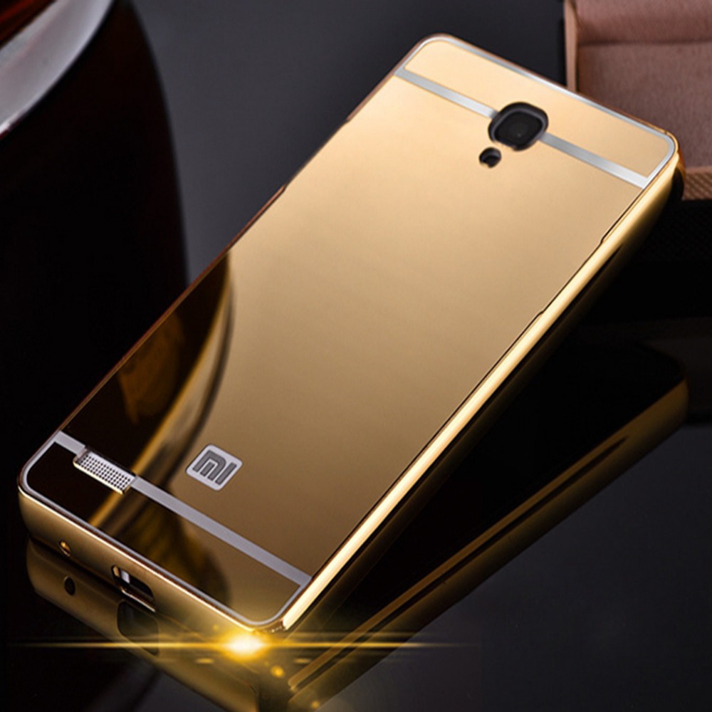 For Xiaomi Redmi Note Luxury Mirror Aluminum Case Hybrid Ultra Slim Acrylic Back Cover With Metal Frame For Redmi Note Coque