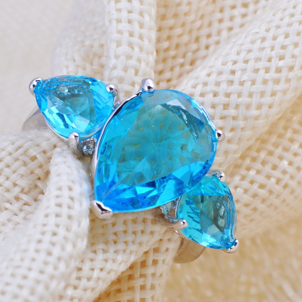 Blue water wedding rings