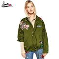 Sweetyou 2017 Winter Women Vintage Retro Chinese Style Peony Animal Plant Embroidered Loose Jacket Casual Outwear