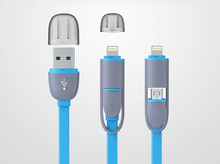 Shipping for free High Quality For Iphone 5s 6 plus ipad(ios 8) For Samsung HTC 2 in 1 Micro Usb 8 Pin USB Data Charger Cable