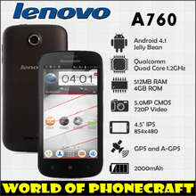 Lenovo A760 Qualcomm  Cheap Quad Core Phone 1G RAM 4G ROM 4.5 inch Single Cameras 5MP Android mobile Phone Singapore Post