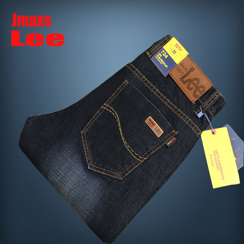 2016 Brand Jmaxs LEE Mens Jeans Dark Blue Color Top Quality Straight Jeans For Men Printed