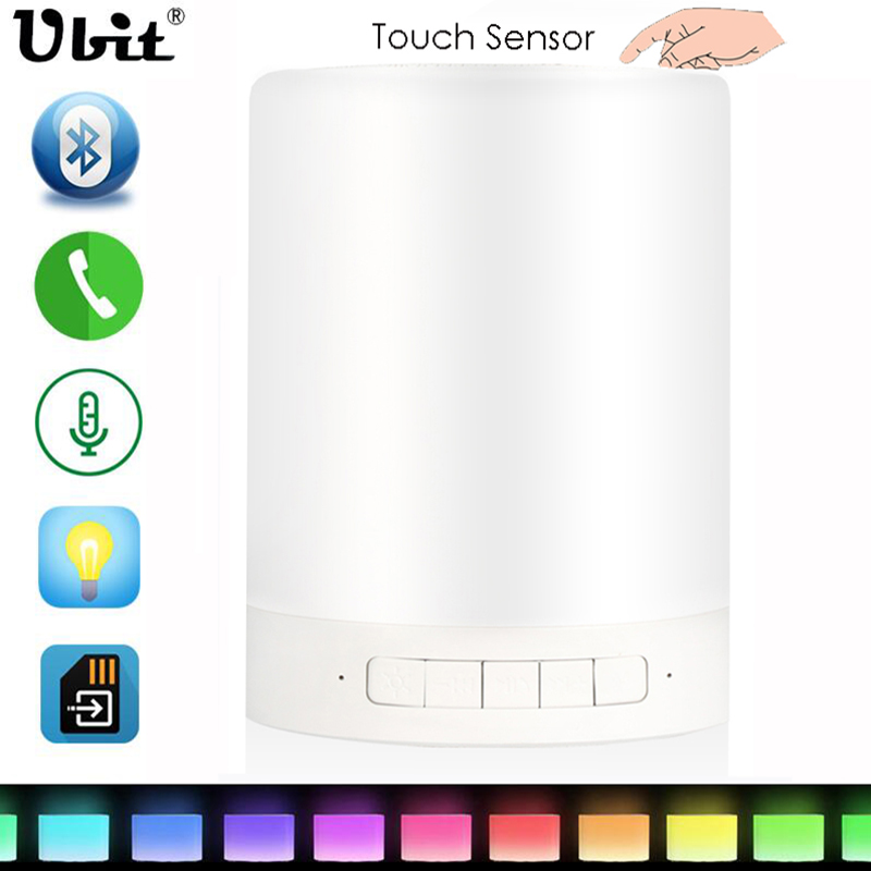 Ubit Wireless Bluetooth Speaker Hands-free Call Colorful Touch LED Light Lamp With TF Card Music Player Smart Speakers Subwoofer Ubit Wireless Bluetooth Speaker Hands-free Call Colorful Touch LED Light Lamp With TF Card Music Player Smart Speakers Subwoofer