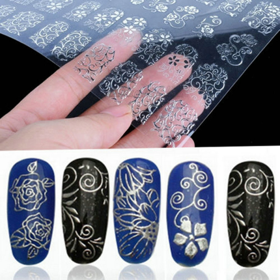 Finger Nail Stickers Simple Design Ideas 55610 1pcs Beautiful Black White Feather Nail Art Decal Stickers Fashion Tips Decoration New Women Watermark Trble892