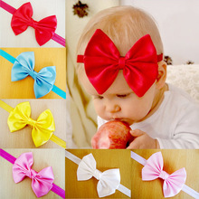 2015 hair bows baby girl hair accessories kids headbands Satin Bow headband bebes tiara H03263