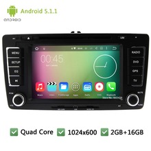 Quad Core 16GB DAB+ WIFI FM BT Android 5.1.1 2Din 7″ 1024*600 Car DVD Player Radio PC Stereo Screen For Skoda Octavia 2009-2013