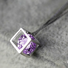 Stylish Jewelry 925 Silver Crystal Love Magic Cube Necklace Pendant Chain For Freeshipping