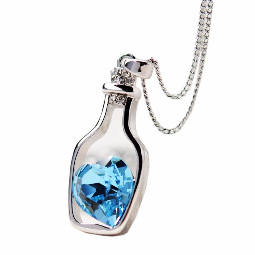 High Quality Lowest Price New Women Ladies Fashion Popular Crystal Necklace Love Drift Bottles Hot Sale