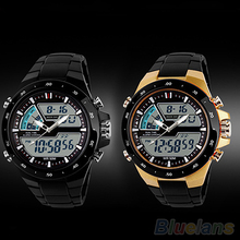 Men Waterproof Sport Digital Analog Dual Time Alarm Date Chronograph Wrist Watch 4KLW