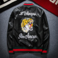 2016 Winter New European Leisure PU Leather Flight Uniform Coat Embroidered Tiger Jacket