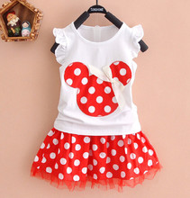 Summer girls clothing set 2pcs suits Baby Kids clothes Sleeveless Tops + skirt Children Outfits Girl dress for age 0-4Years