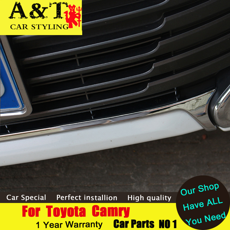 For Camry trim A&T Car Special For Toyota Camry Bumper chrome trim car styling 2015 For Camry Front bumper trim stickers high-qu