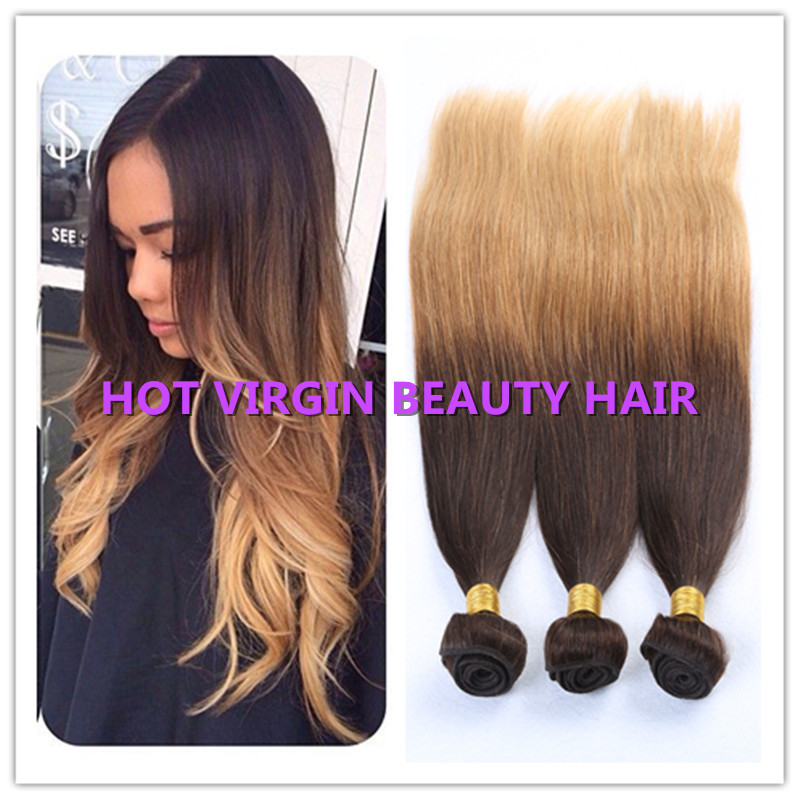 8A Hair Peruvian Ombre Straight Virgin Hair 3pcs Lot 1b/4/27 Three Tone Human Hair Bundles 8-30inch Mixed Length Top Quality