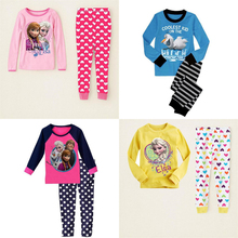 2-7 Years Anna Elsa Kids Pajama Snow Queen Princess Baby Girls Nightwear Cotton Boys Kids Pyjamas Sleep Clothing Set 2016 Roupas