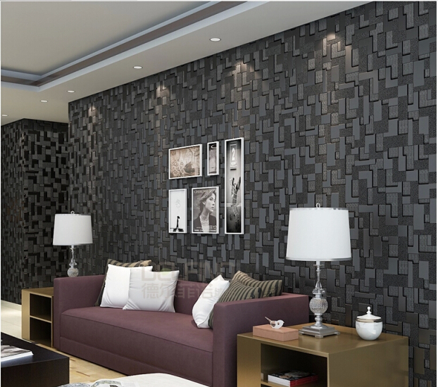 Фотография Black 3d wallpaper mosaic of high quality modern living room sofa TV backdrop wallpaper bedroomnon-woven wallpaper