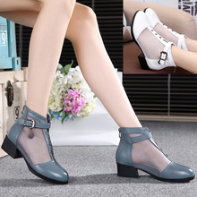 Spring leather boots with thick net with hollow boots 4142 yards breathable cool summer boot boots size shoes