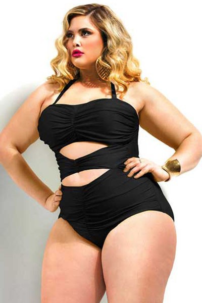 Black-Sweetheart-Ruched-Plus-Size-Swimsuit-LC41436-5P