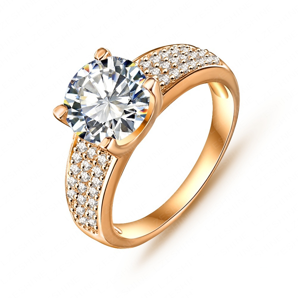 2015 New Arrival Simple Style Finger Ring 18K Gold Platinum Plate Micro Inlay Cubic Zircon Lady