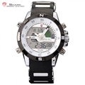 Porbeagle SHARK Sport Watch Dual Time Date Day Alarm Silicone Band Digital White Quartz Wrap Military