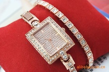 Envío gratis, nuevo llegado en chapado en oro, producto de lujo moda Ms nuevo y exclusivo reloj pulsera de diamantes