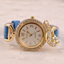 Luxury Brand Watch Women Rhinestones Moon Pendant Watches Female Dress Quartz Wrist watch digital watch FYMPJ632