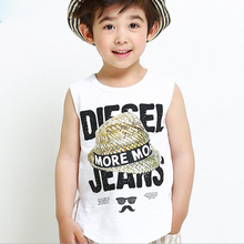 summer boys vest t-shirt cotton child Waistcoat clothes fashion letter sleeveless clothing o-neck printed shirts for 95-140cm